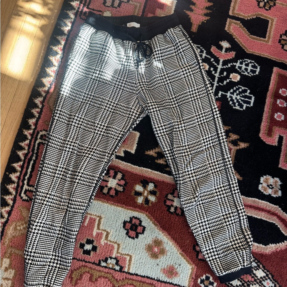 John Elliott Black and Cream Patterned Joggers